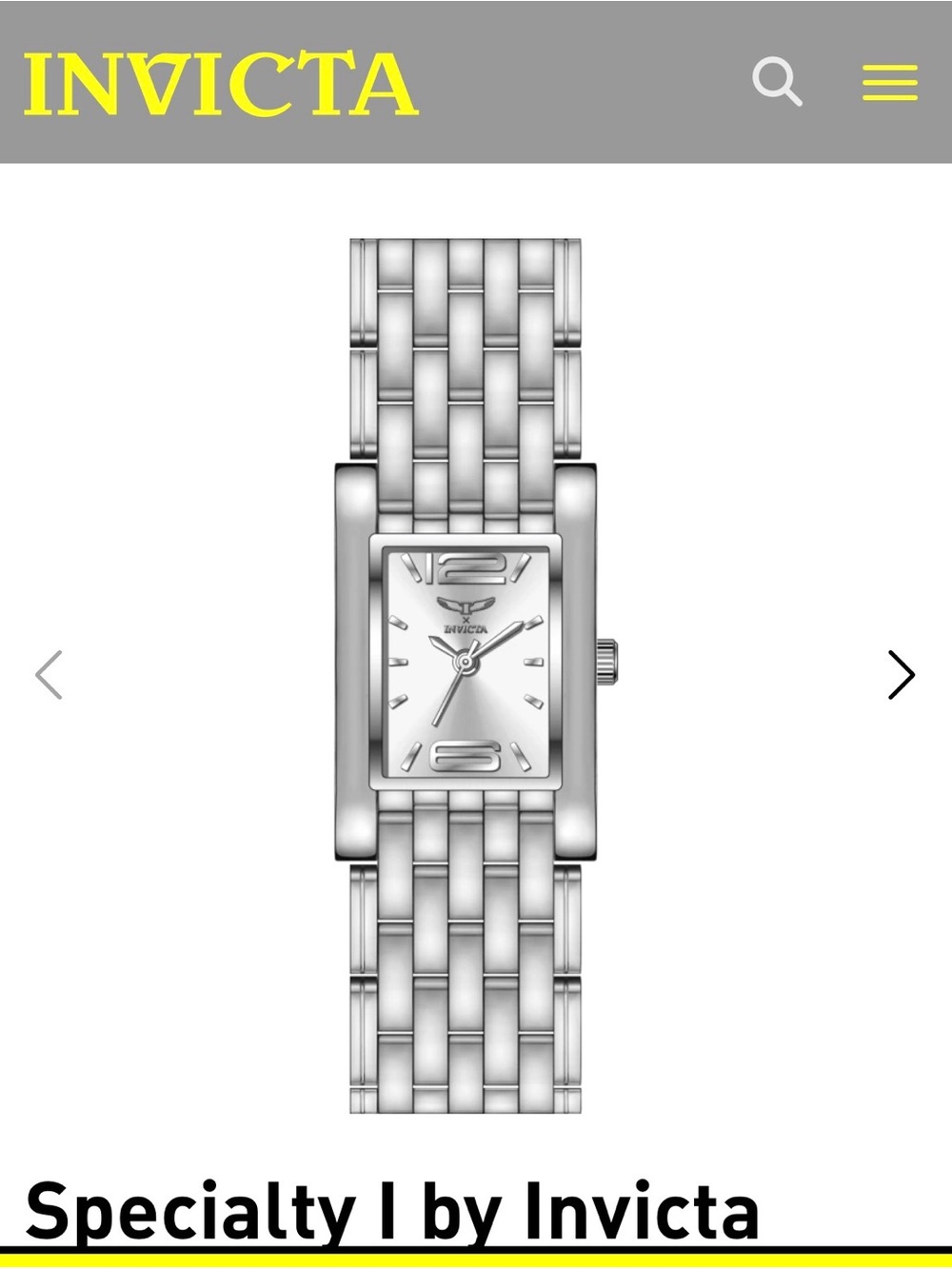 Invicta Women's Silver Rectangular Bracelet Watch - Polished Stainless BNWT